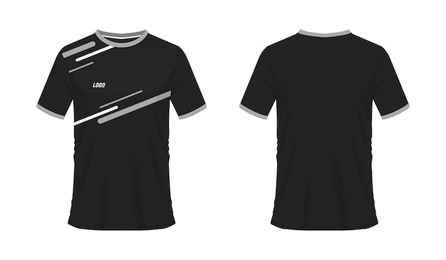 Vector camiseta de fútbol gris y negra o plantilla de fútbol para el club del equipo sobre fondo blanco. jersey deportivo.