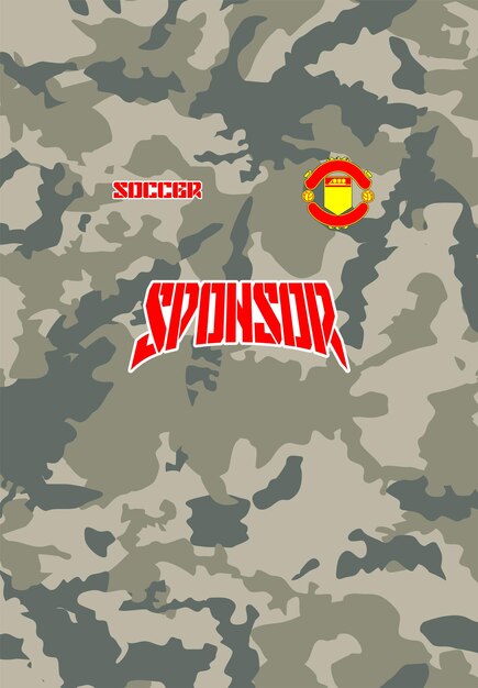 Camiseta de fútbol con patrón de camuflaje y logotipo del patrocinador Camiseta del Manchester United para sublimación