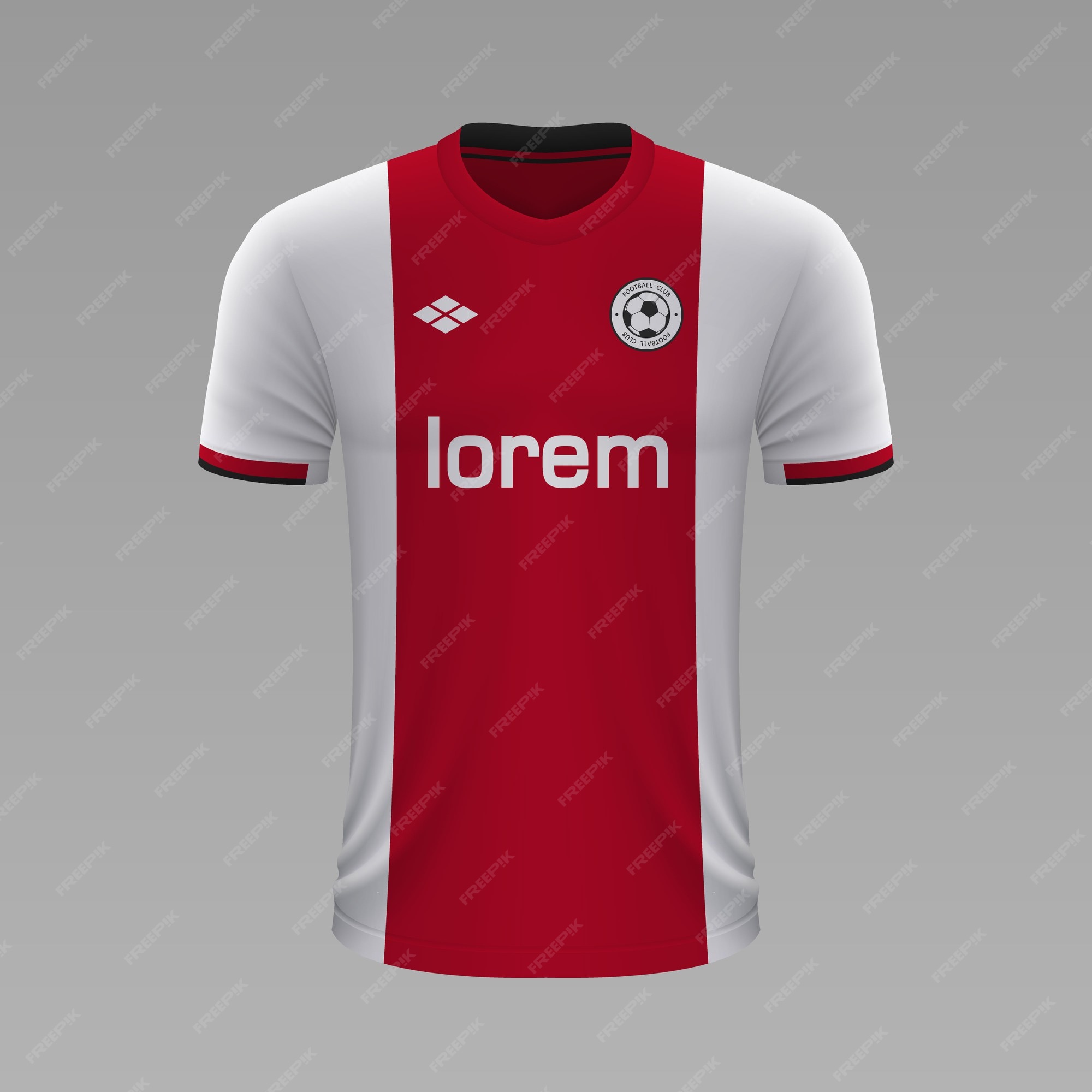 Tacón Torbellino a menudo Camiseta de fútbol realista ajax, plantilla de camiseta para kit de fútbol. | Vector Premium Tacón Torbellino a menudo Camiseta de fútbol realista ajax, plantilla de camiseta para kit de fútbol. | Vector Premium
