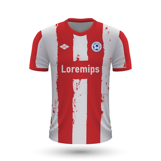 Camiseta de fútbol realista atlético de madrid, plantilla de camiseta para  el kit de fútbol 2023