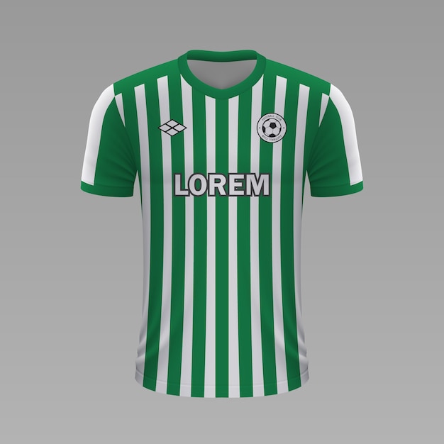 Camiseta de fútbol realista betis, plantilla de camiseta para kit de fútbol.