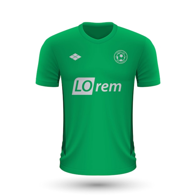 Camiseta de fútbol realista saint-etienne 2022, plantilla de camiseta para f