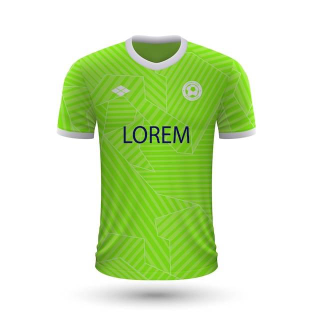 Camiseta de fútbol realista Wolfsburg 2022, plantilla de camiseta para footb