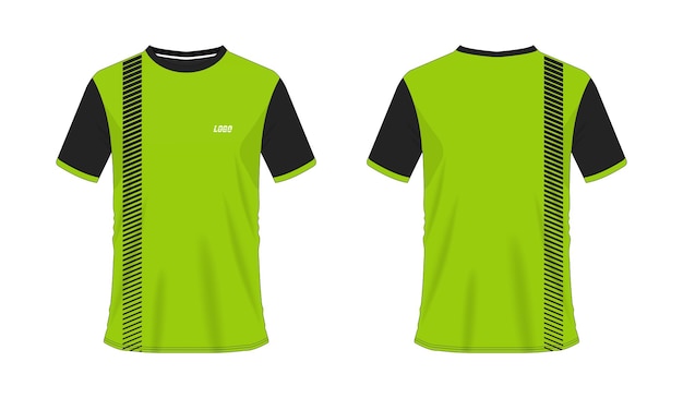 Camiseta de fútbol verde y negro o plantilla de fútbol para club de equipo sobre fondo blanco jersey sport