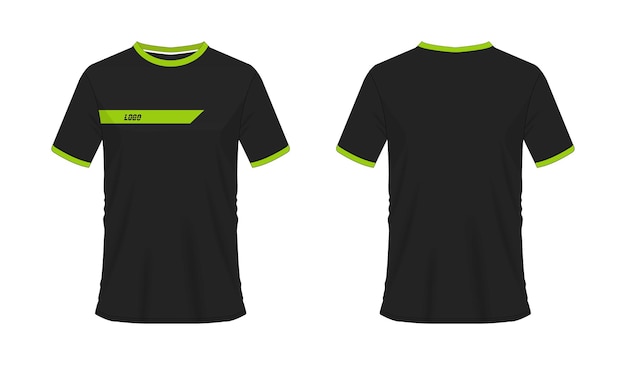 Camiseta de fútbol verde y negro o plantilla de fútbol para club de equipo sobre fondo blanco Jersey sport