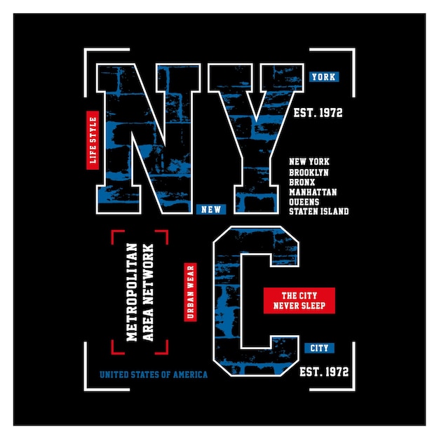 Camiseta gráfica de la ciudad de nueva york y vector de ropa