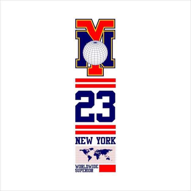 Vector camiseta gráfica estilo béisbol new york 23