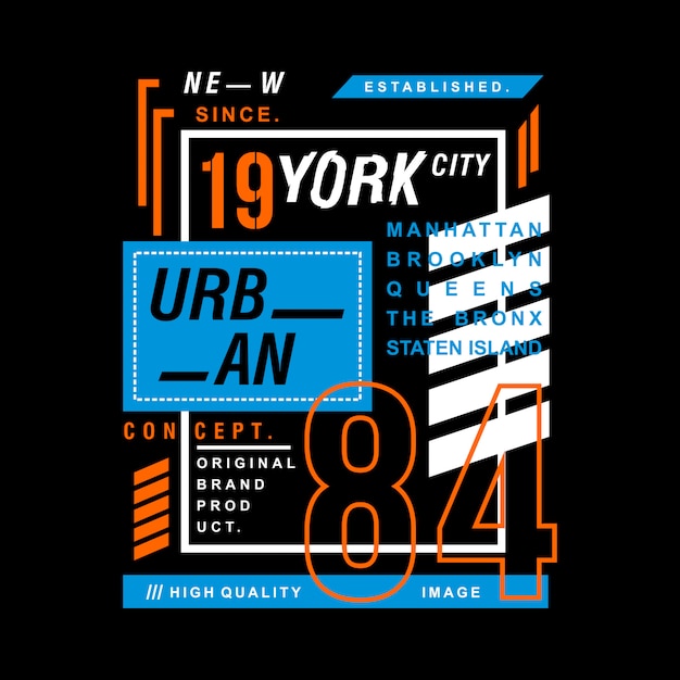 Vector camiseta gráfica de tipografía de diseño de ciudad de nueva york