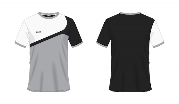 Camiseta gris y negro plantilla de fútbol o fútbol para el club del equipo sobre fondo blanco. jersey sport,