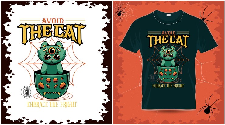 Camiseta de Halloween Gato y Araña Cita Evita el Gato Abraza el Miedo