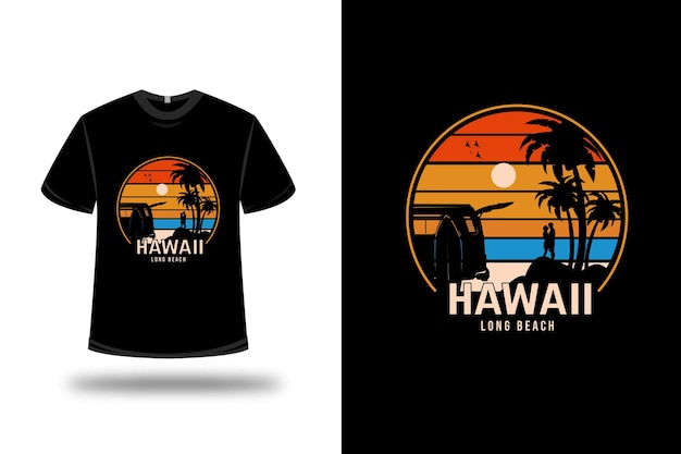 Camiseta hawaii long beach color naranja amarillo y azul