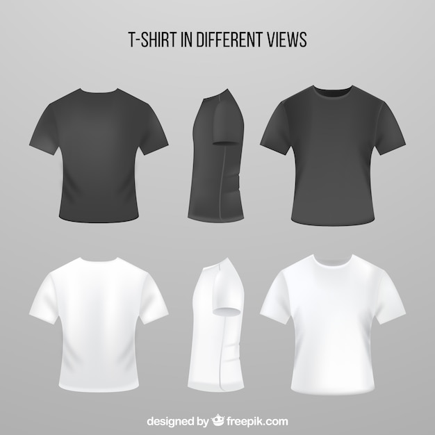 Vector camiseta de hombre en diferentes perspectivas con estilo realista