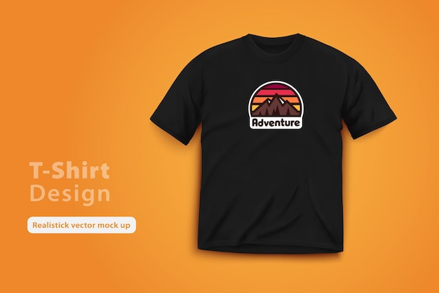 Camiseta hombre realistick. Impresión de desierto. Ilustración vectorial.