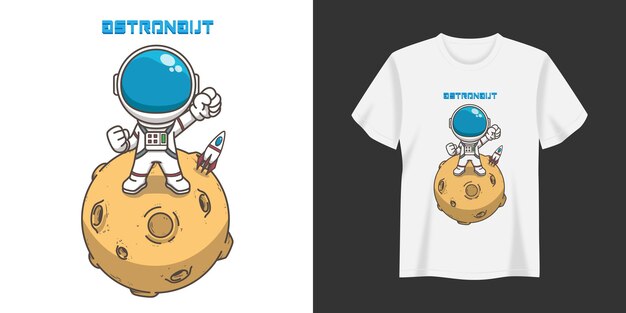 Camiseta de ilustración de astronauta y diseño de impresión de prendas de vestir