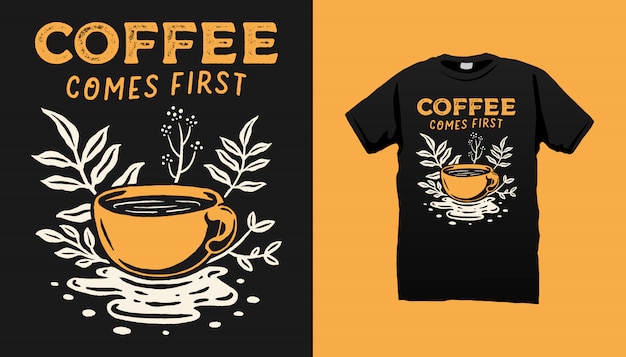 Camiseta de la ilustración del café