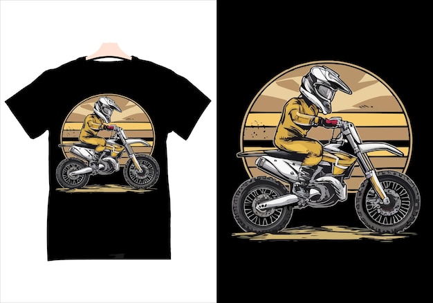 una camiseta con una imagen de un hombre en ella está montando una motocicleta