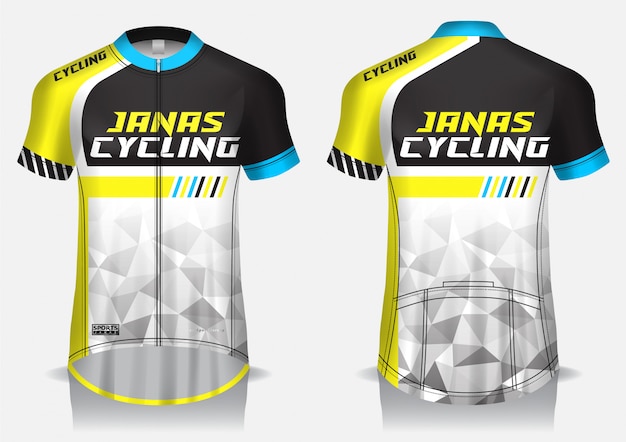 Camiseta de jersey de ciclismo, uniforme, camiseta con vista frontal y trasera