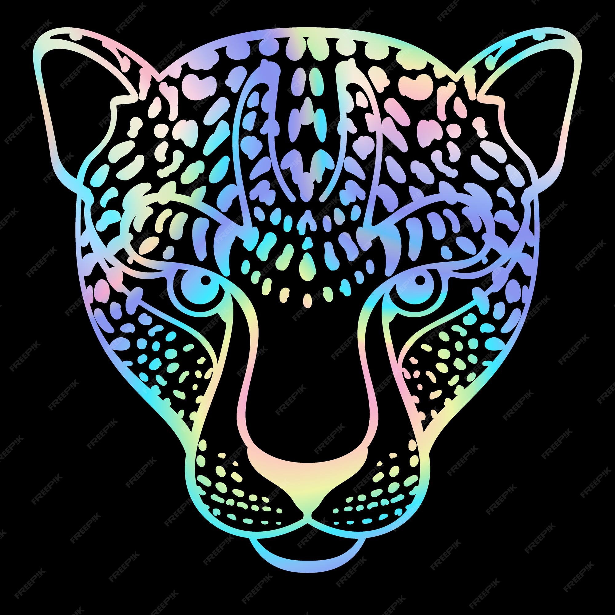Camiseta de leopardo de neón y estampado moda patrón animal moderno holográfico | Vector
