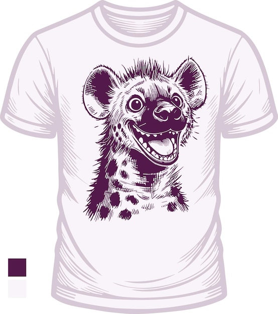 Camiseta ligera con un diseño de plantilla vectorial de hiena sonriente