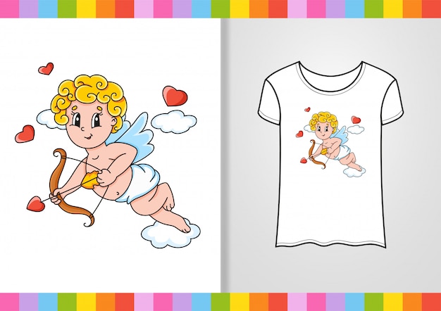 Camiseta . Lindo personaje en camisa. Dibujado a mano