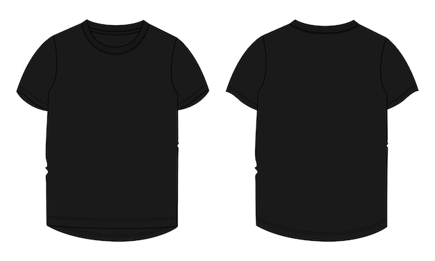 Camiseta de manga corta técnica moda vector ilustración negro plantilla de color para damas
