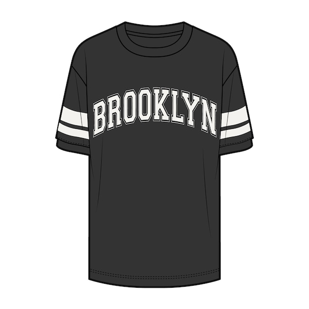 Camiseta de manga corta con tipografia de pecho Texto Brooklyn ilustracion vectorial lista para imprimir Vector Premium