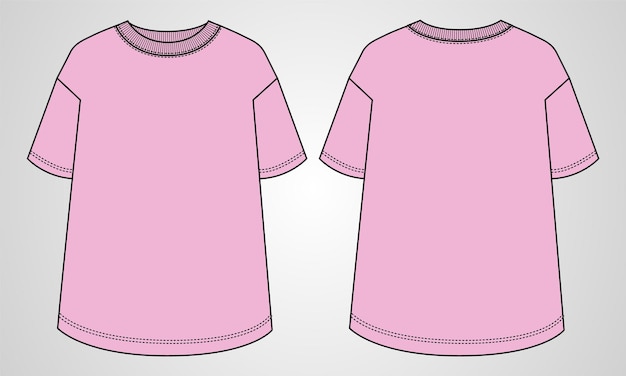 Camiseta de manga corta tops ilustración vectorial Plantilla de color púrpura para damas y niñas