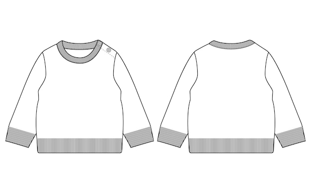 Camiseta de manga larga para bebés con botones en la vista delantera y trasera