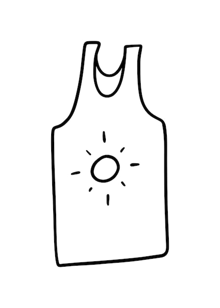 Camiseta sin mangas con estampado de sol, ropa ligera de verano, línea de garabatos, dibujos animados para colorear