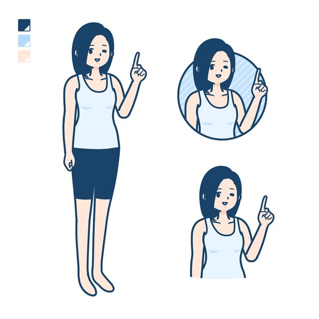 Camiseta sin mangas simple mujer señalando con la mano