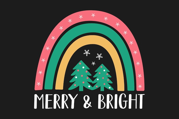 Camiseta Merry And Bright Boho Rainbow Christmas