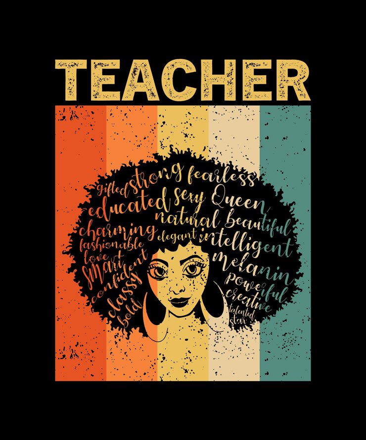 La camiseta del mes de la historia negra de la maestra es retro y vintage.
