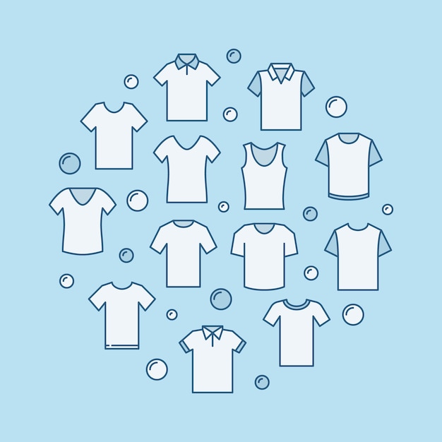 camiseta, moderno, redondo, vector, azul, ilustración