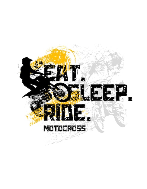 Camiseta de motocross ilustrativa de grunge amarillo blanco y negro