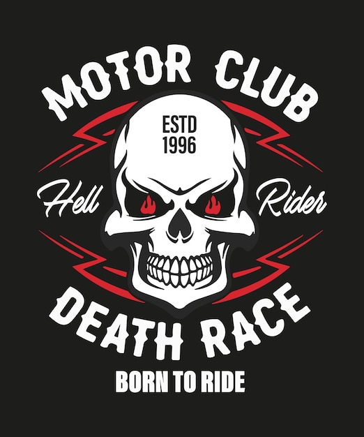 Una camiseta negra con una calavera y las palabras motor club.