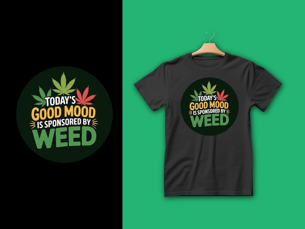 una camiseta negra con un fondo verde y una camisetta negra con las palabras buen estado de ánimo en ella