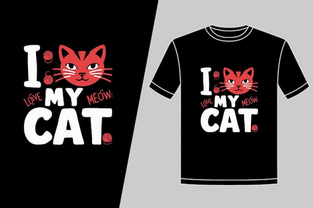 una camiseta negra con un gato rojo en el frente y las palabras mi gato en el frente