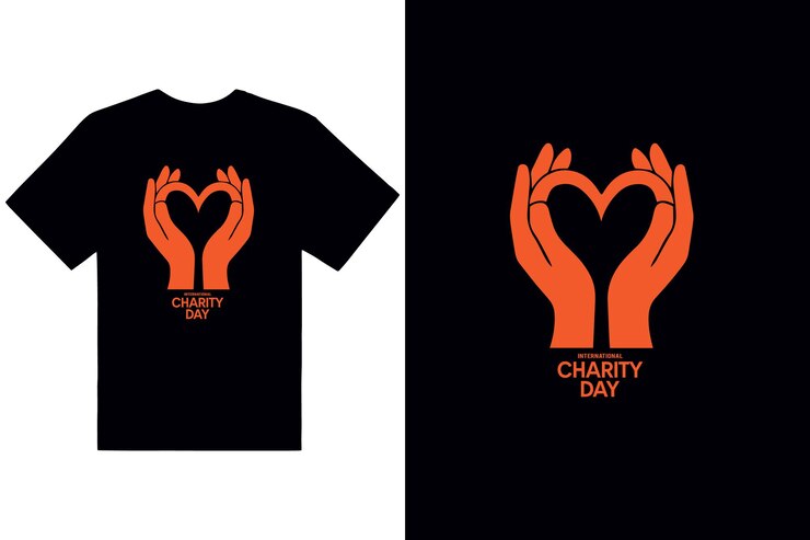 una camiseta negra con las palabras día de caridad día día día día días días días escritos en ella