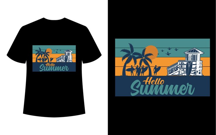 Una camiseta negra con las palabras hola verano.