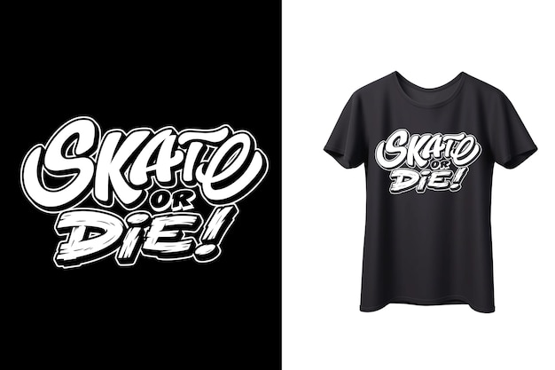 Una camiseta negra con las palabras patinar o morir.