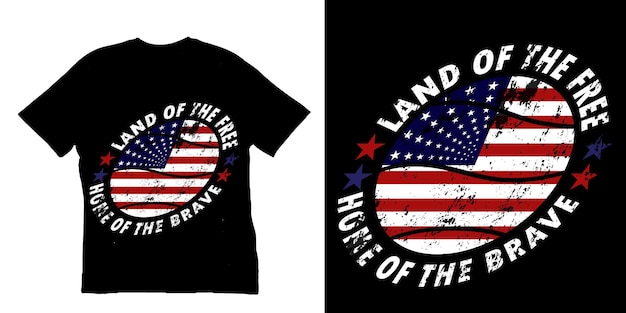 Una camiseta negra con las palabras tierra del hogar libre de los valientes.
