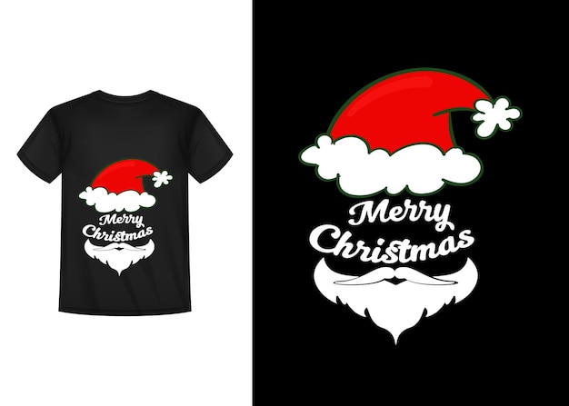 una camiseta negra con Santa en ella se muestra con un sombrero de Santa en ella