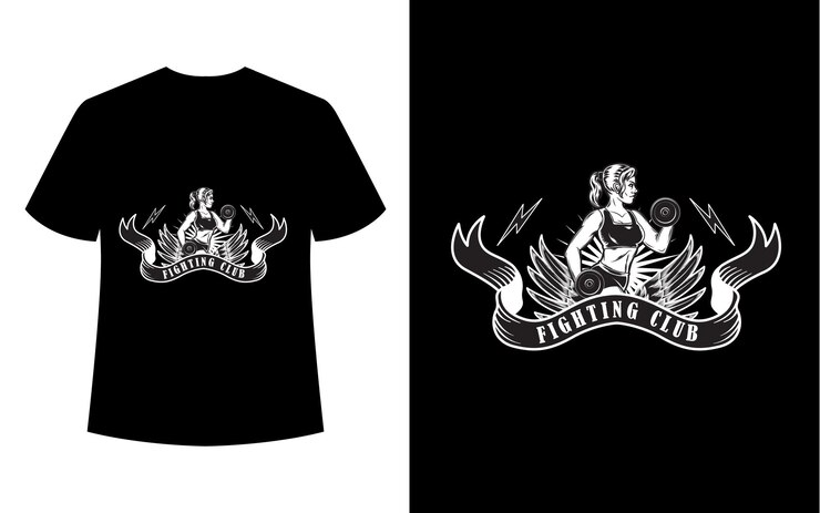 Camiseta negra con el título del club de lucha.