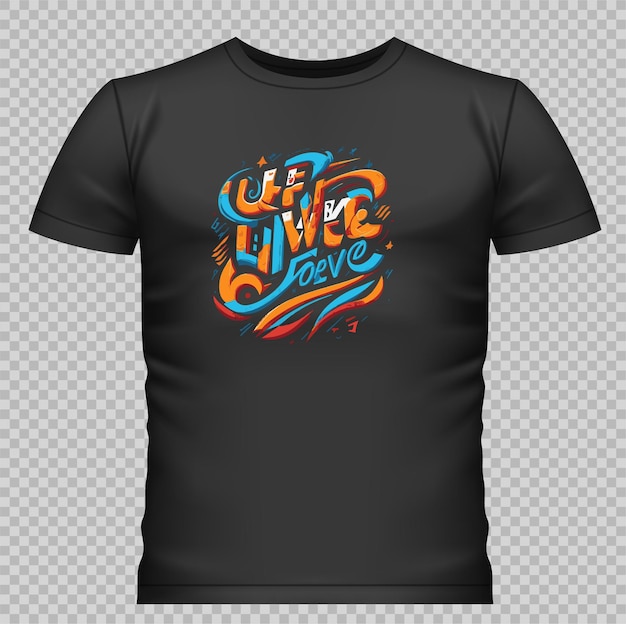 Camiseta negra Vector de tipografía gráfica