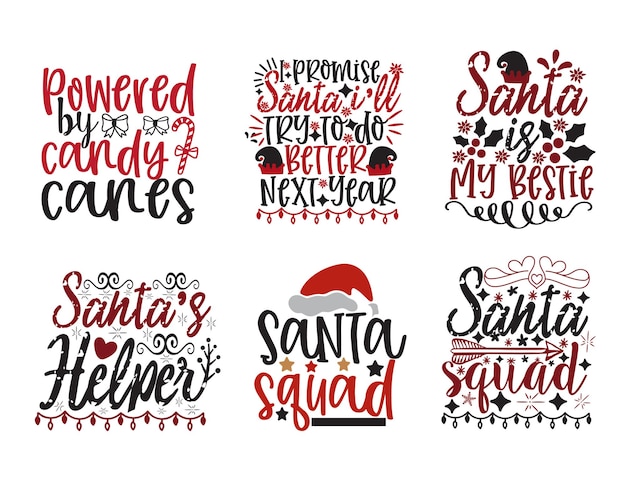 Vector camiseta de paquete de navidad citas dichos y frases tipografía escritura a mano vector de colección de paquete