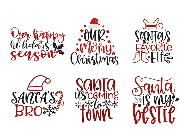 Camiseta de paquete de Navidad citas dichos y frases tipografía escritura a mano vector de colección de paquete