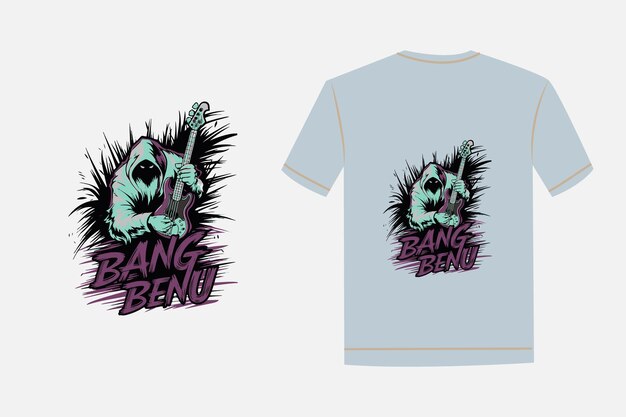 una camiseta con un personaje de dibujos animados y letras de pincel de caligrafía
