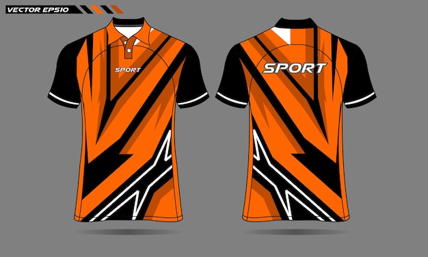 Camiseta de plantilla de diseño de camiseta de carreras de camiseta de fútbol de naranja | Vector Premium