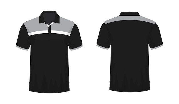 Camiseta polo gris y plantilla negra para diseño sobre fondo blanco. ilustración vectorial eps 10.