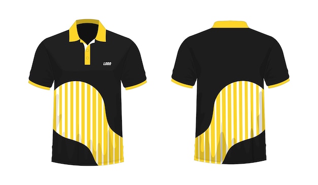 Camiseta polo plantilla amarilla y negra para diseño sobre fondo blanco ilustración vectorial eps 10